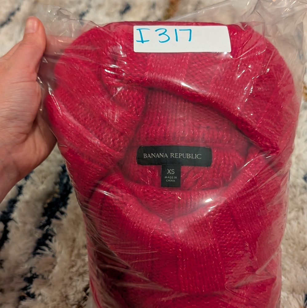 Banana Republic XS Yak Hair Wool Cesta Cable-Knit Turtleneck Sweater Oversized - Picture 12 of 12
